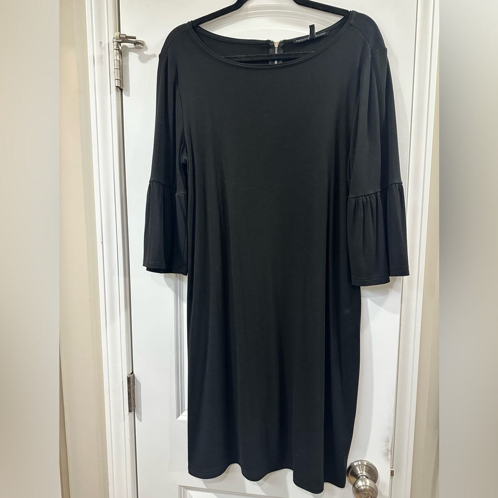 WHBM a-line bell sleeve black dress. (L)